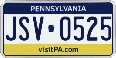PA license plate JSV0525