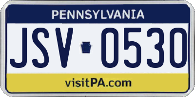 PA license plate JSV0530
