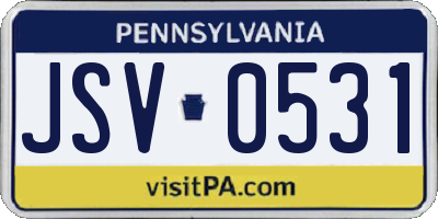 PA license plate JSV0531