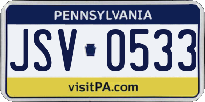 PA license plate JSV0533