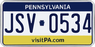 PA license plate JSV0534