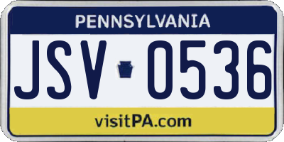 PA license plate JSV0536