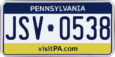 PA license plate JSV0538