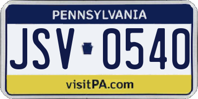 PA license plate JSV0540