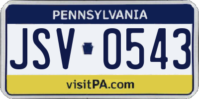 PA license plate JSV0543