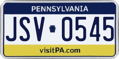 PA license plate JSV0545