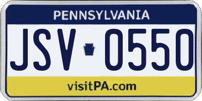 PA license plate JSV0550