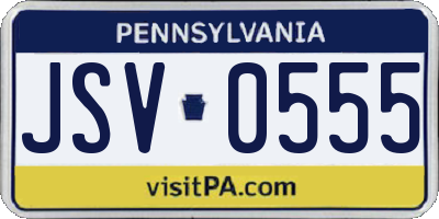 PA license plate JSV0555
