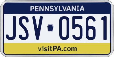 PA license plate JSV0561