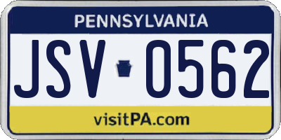PA license plate JSV0562