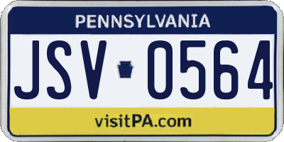 PA license plate JSV0564