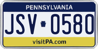PA license plate JSV0580