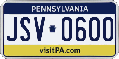 PA license plate JSV0600