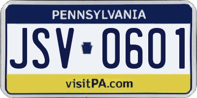 PA license plate JSV0601