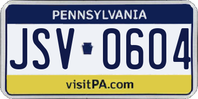 PA license plate JSV0604