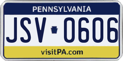 PA license plate JSV0606
