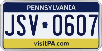 PA license plate JSV0607