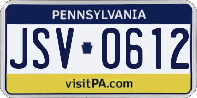 PA license plate JSV0612