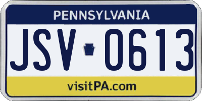 PA license plate JSV0613
