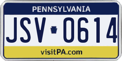 PA license plate JSV0614