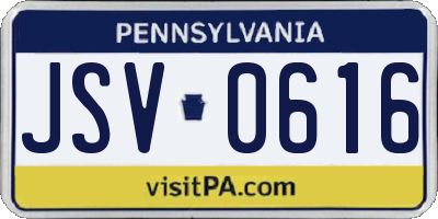 PA license plate JSV0616