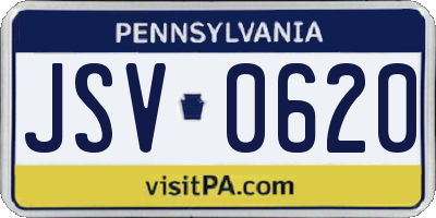 PA license plate JSV0620