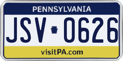 PA license plate JSV0626