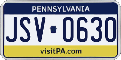 PA license plate JSV0630
