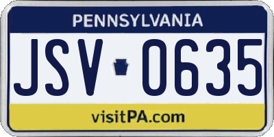 PA license plate JSV0635