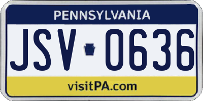 PA license plate JSV0636