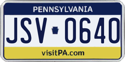 PA license plate JSV0640