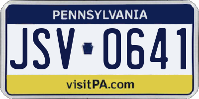PA license plate JSV0641