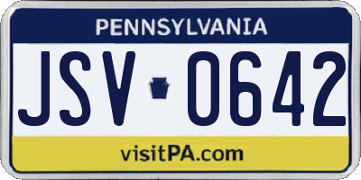 PA license plate JSV0642