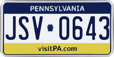 PA license plate JSV0643