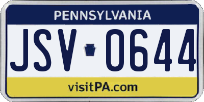 PA license plate JSV0644