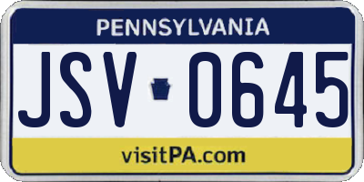 PA license plate JSV0645