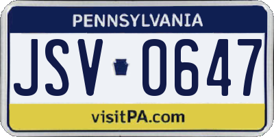 PA license plate JSV0647