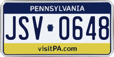 PA license plate JSV0648