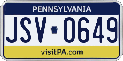 PA license plate JSV0649