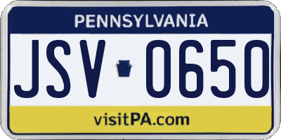 PA license plate JSV0650