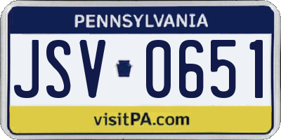 PA license plate JSV0651