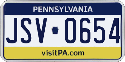 PA license plate JSV0654
