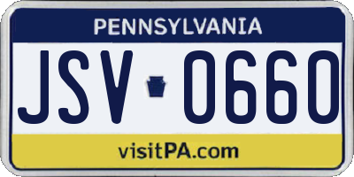 PA license plate JSV0660