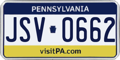 PA license plate JSV0662
