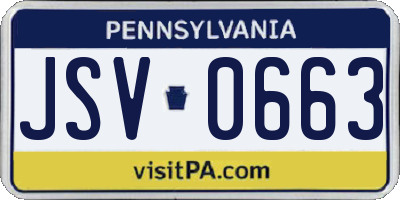PA license plate JSV0663
