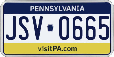 PA license plate JSV0665
