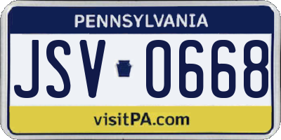PA license plate JSV0668