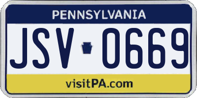 PA license plate JSV0669