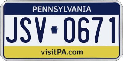 PA license plate JSV0671