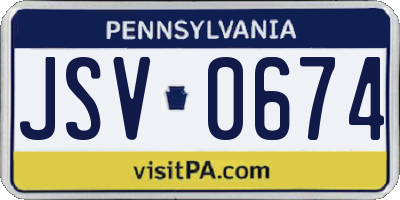 PA license plate JSV0674